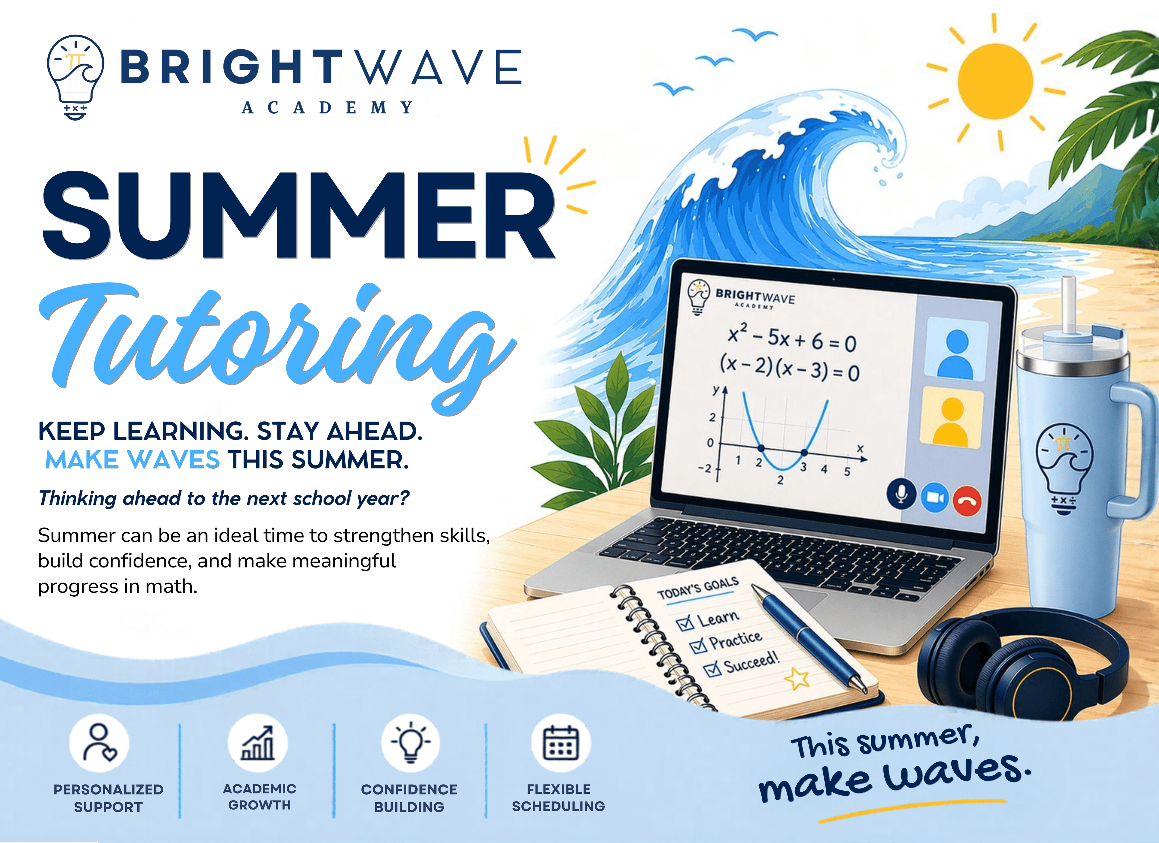BrightWave Academy Summer Tutoring — program overview, personalized support, and scheduling details